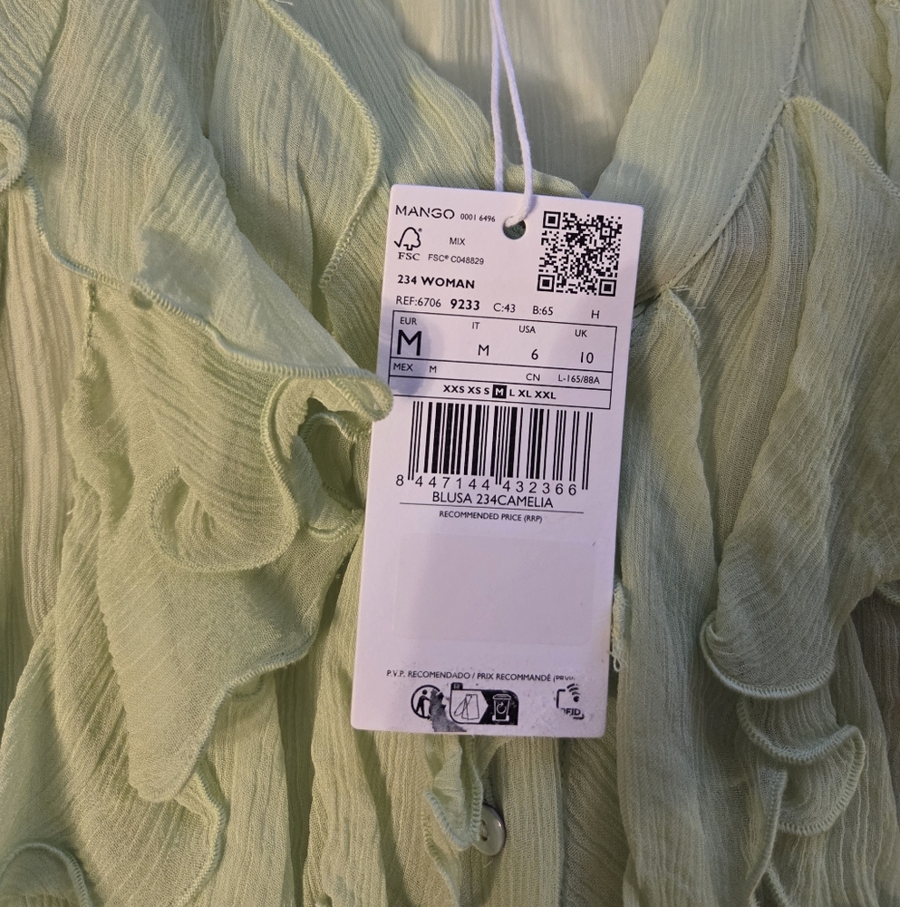 Mango Light Green Ruffle Blouse - Picture 6 of 6